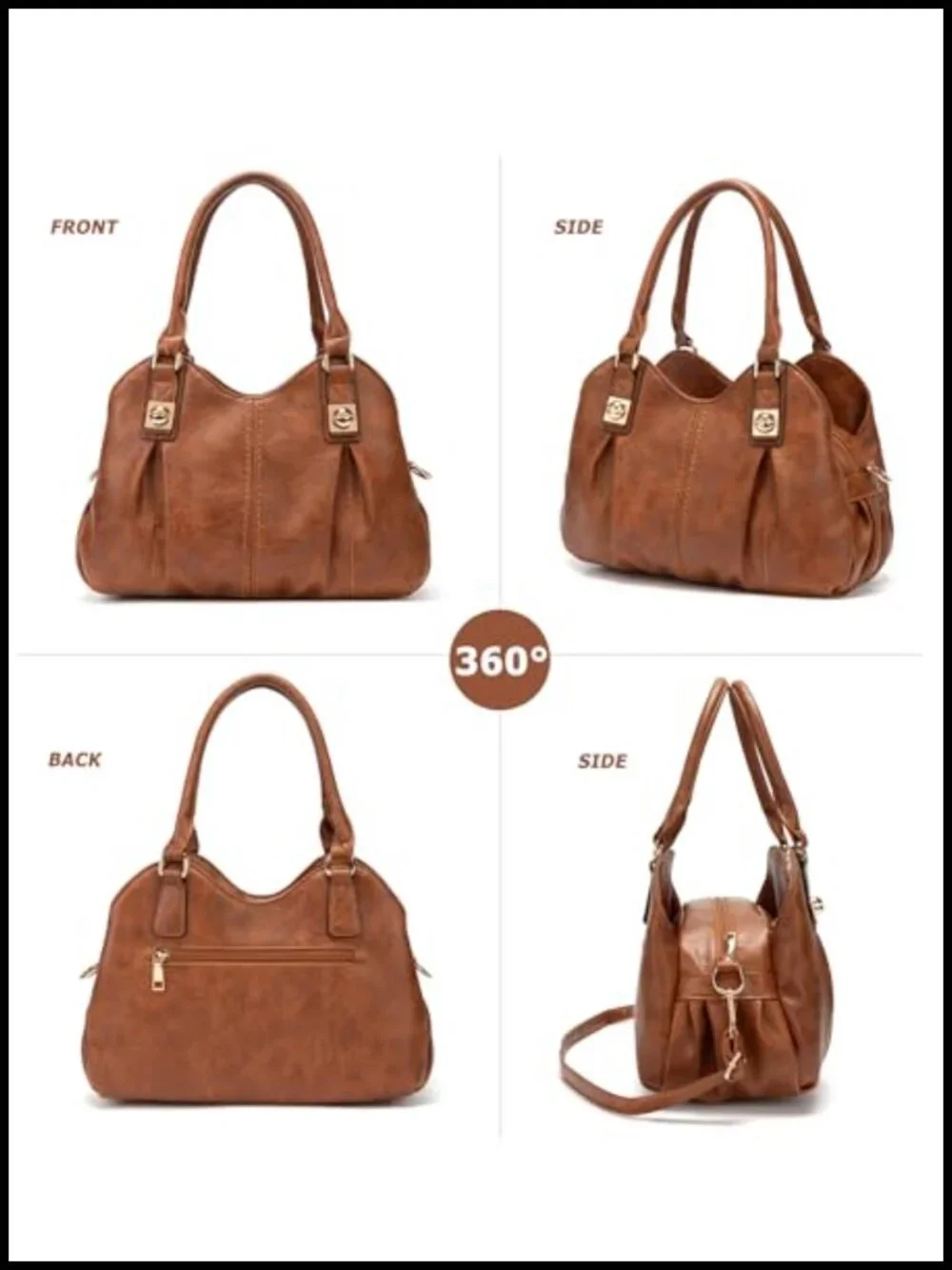 PU Leather Retro Tote Handbag Set - 4-in-1 with Crossbody, Clutch & Wallet